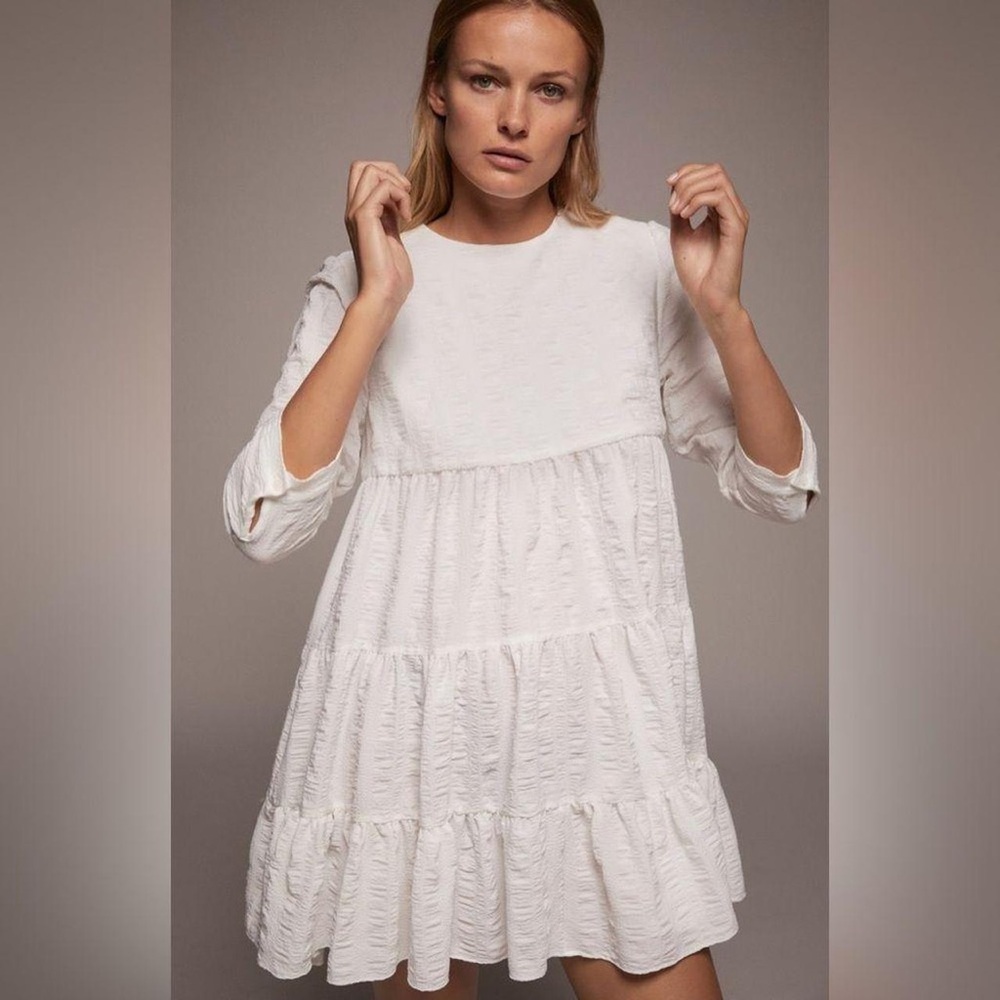 Zara White Ruffle Dress (P2P 18in)